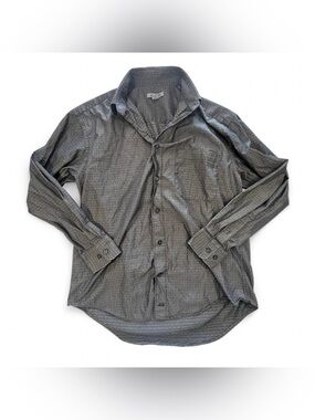 Johnson & Murphy Men’s Dark Gray 100% Cotton Polo Shirt Button Front Size M